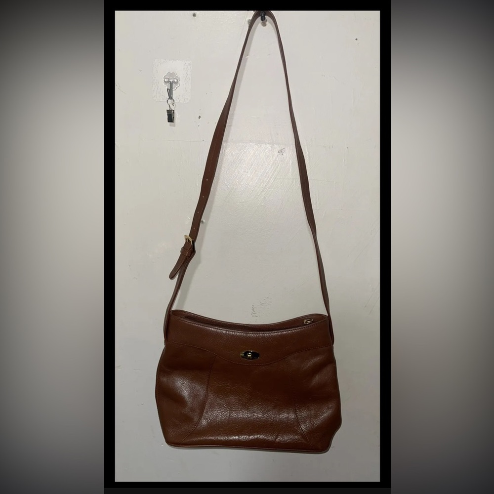 Etienne Aigner Genuine Brown Leather Handbag Medium 3 Compartment Space